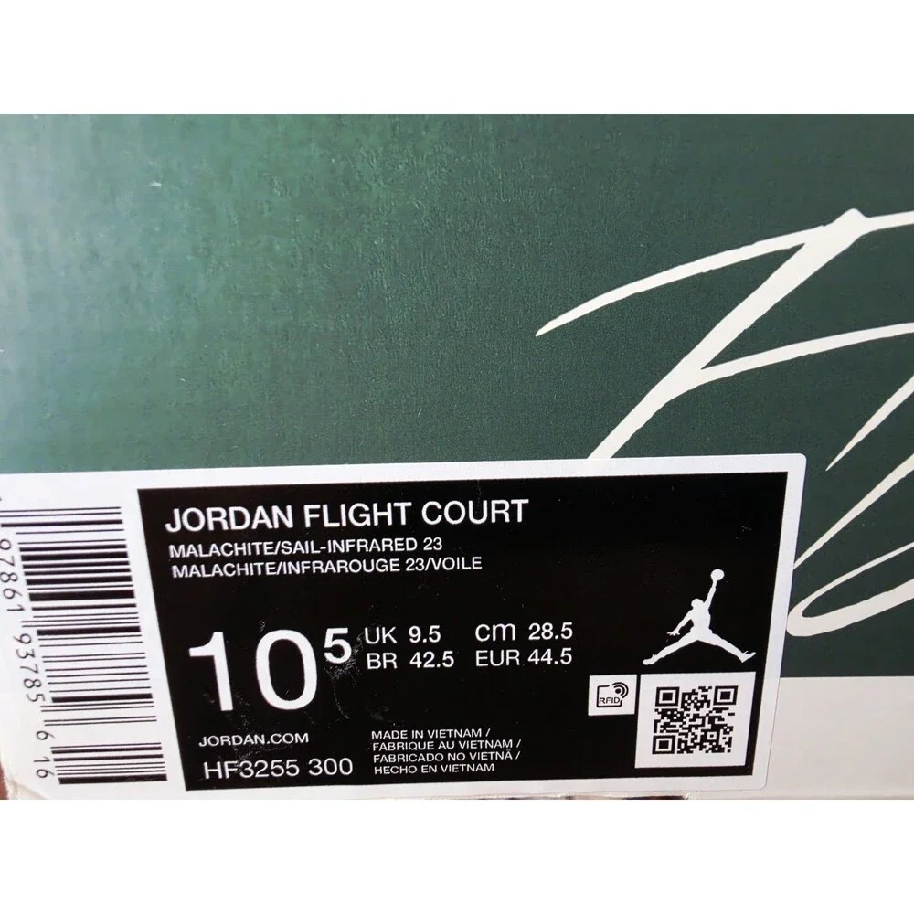 Jordan Flight Court Low Top Lace-Up Suede Sneaker Malachite/Sail US 10.5 MEN